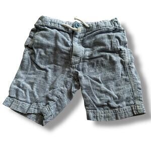 H&M Boys Shorts Size 4-5 Blue White‎ Adjustable Waist Cotton Linen Blend